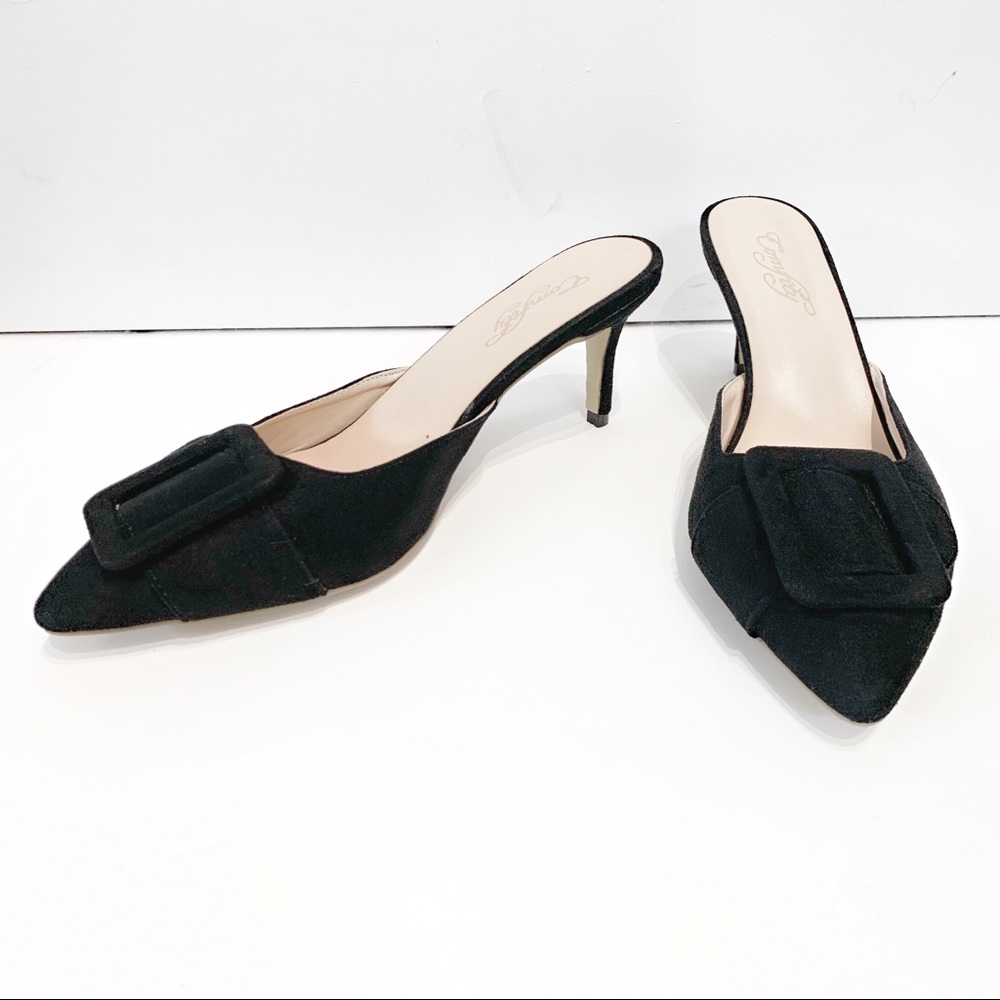 Faux Suede Mules w/ Buckle